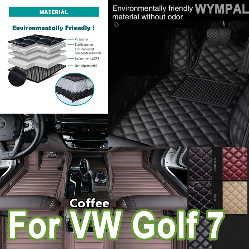 

Luxury Leather Car Floor Mats For VW VW Golf 7 7.5 GTE GTD GTI 2012~2020 Carpets Mat Rugs Pad Interior Parts Car Accessories set