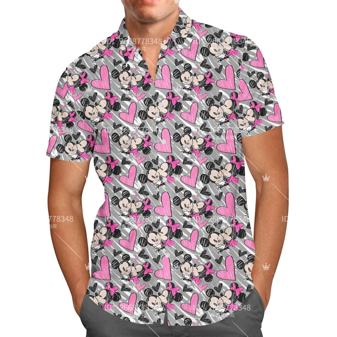 Camisa hawaiana de Mickey Snacks para hombre, camisa de manga corta con botones de Disney, moda Retro