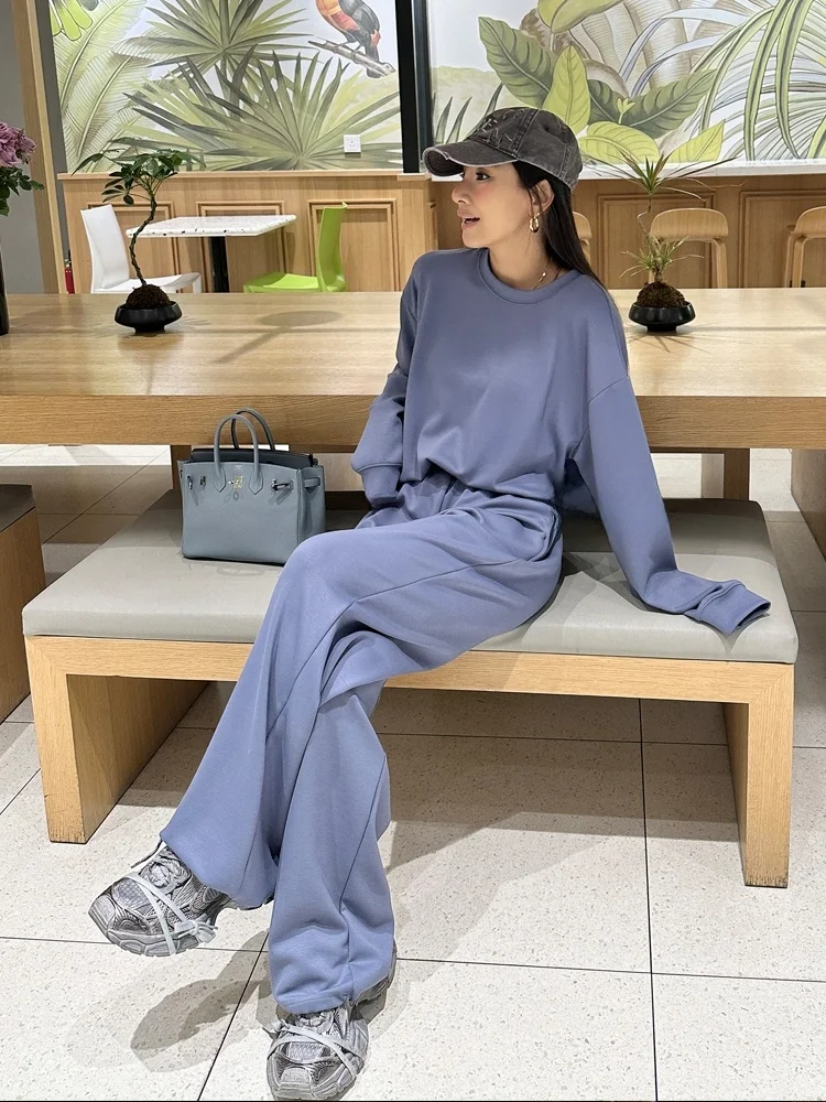 

Комплект Maruco Lazy Cloud Feeling Comfortable 00 Points из двух предметов: повседневный свитшот и брюки, с длинным рукавом, круглым вырезом, хлопок, весна