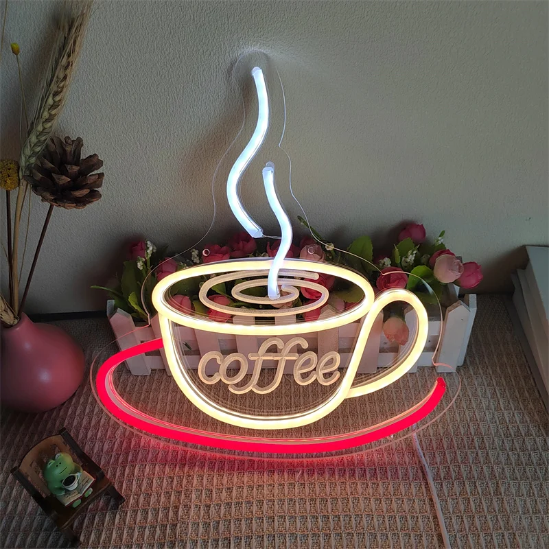 French Fries Coffee Neon Signs for Wall Lemon Tea Neon Light Restaurant Bar Pub Saloon Snack Doorway Signboard Decoration