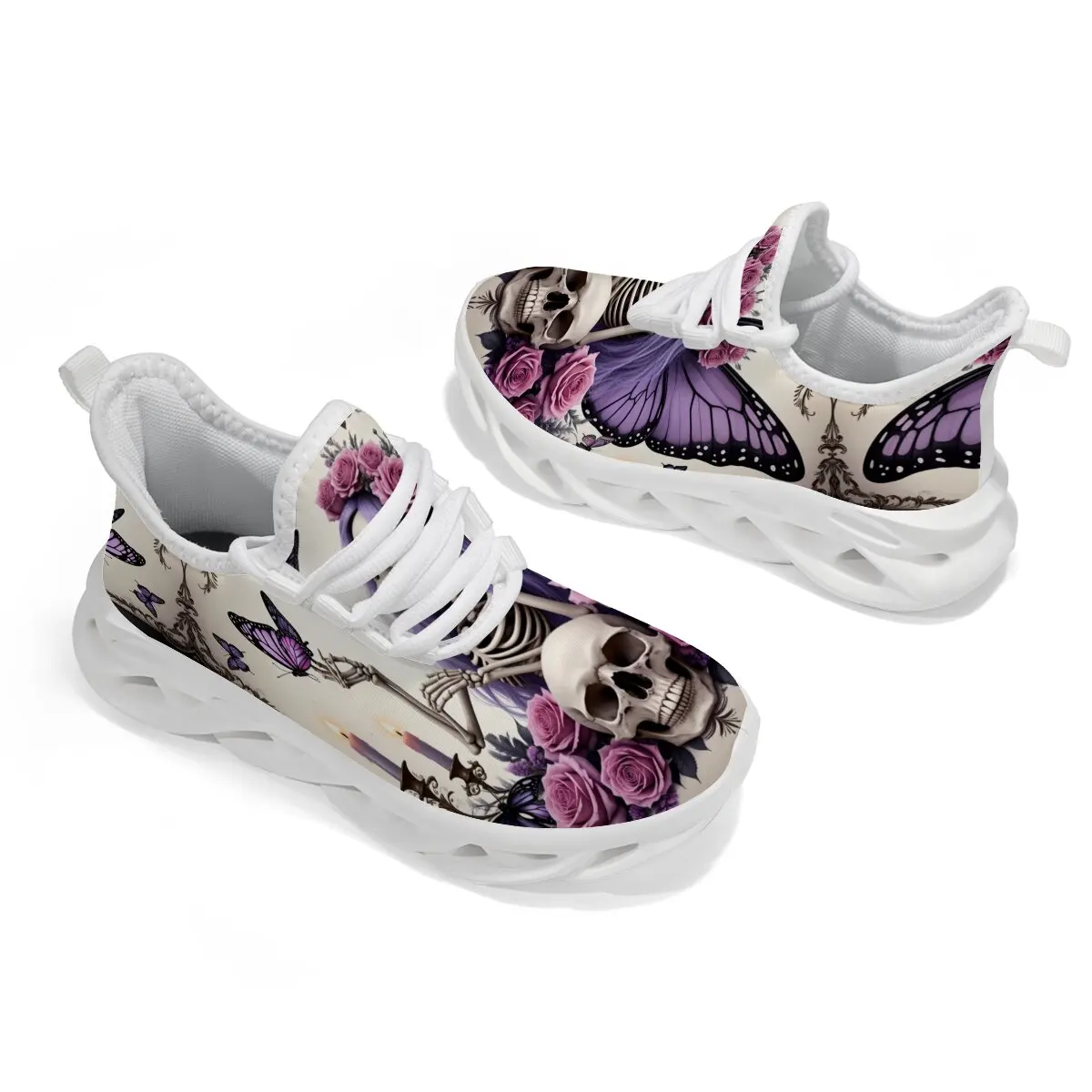 

Детская обувь для девочек, легкие кроссовки с фиолетовой бабочкой, розовой розой, черепом и цветочным узором, массивные кроссовки Sportschuhe Kinder