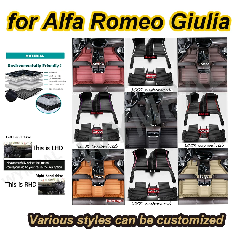 

LUXURY Carpets For Alfa Romeo Giulia 2021 2020 2019 2018 2017 Car Floor Mats Custom Styling Auto Interior Accessories Foot Pads