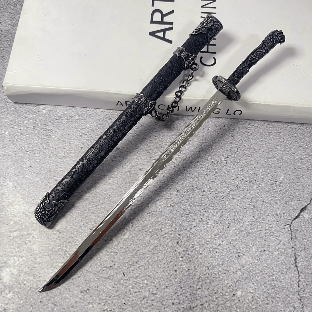 8.6in Metal Chinese Ancient Katana Iron Sword Blade Real Size Japanese Katana Original Samurai Sabre Anime Ninja Knife Toy Gift