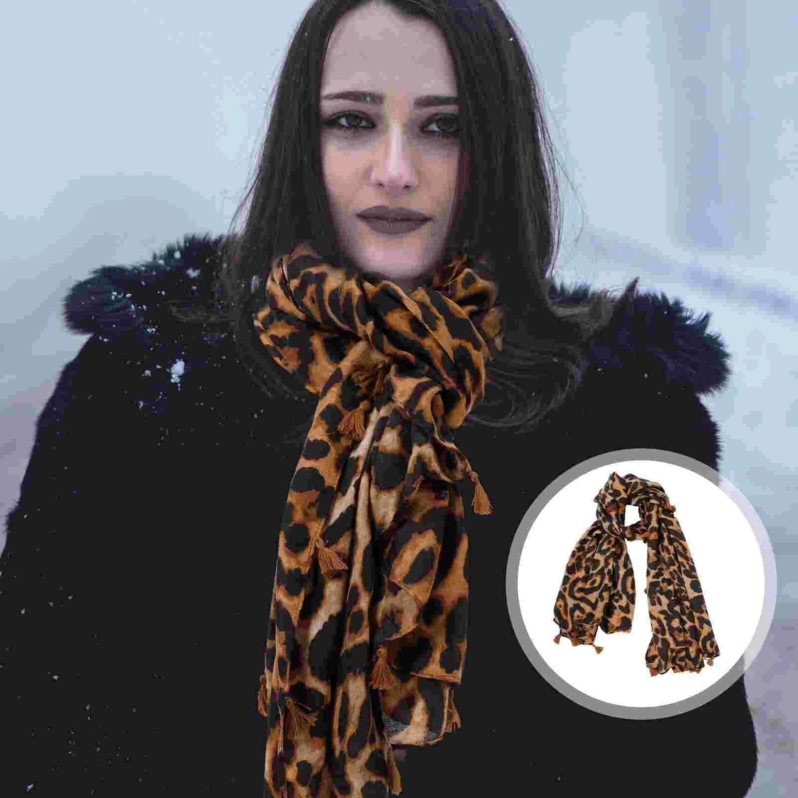 

Blankets for Girls Women Cotton Scarf European and American Long Leopard Women's