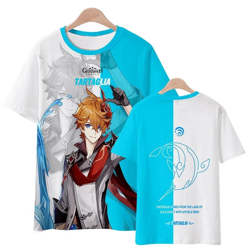 Anime Impact Genshin 3D Print T-Shirt Game Cosplay Cute Streetwear Men Women Tees Y2k Fashion Trend Boy Girls Short sleeve Tops