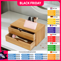 Bamboo Desk Organizer with 2 Drawers Countertop Organizer with Drawers Tabletop Storage Organization Box for Office Home