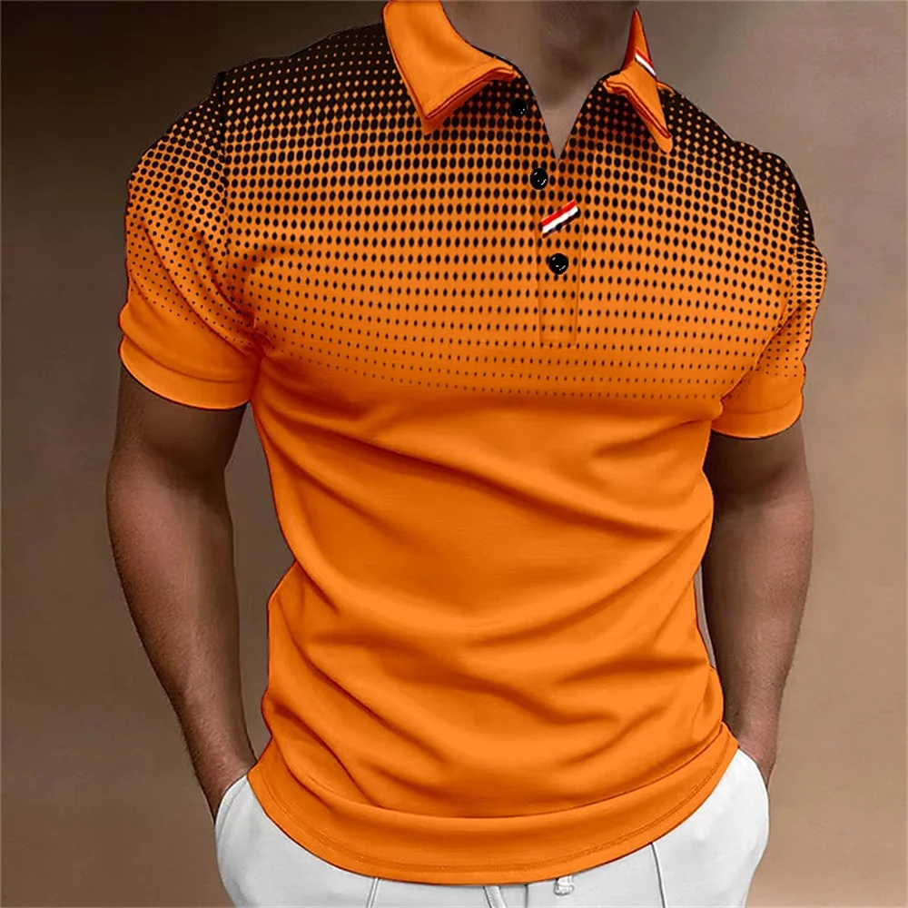 High Quality Men\'s Polo Shirt 2023 New Stripes Short Sleeve T-shirts Casual Business Button Tops Tees Summer Clothing For Boys