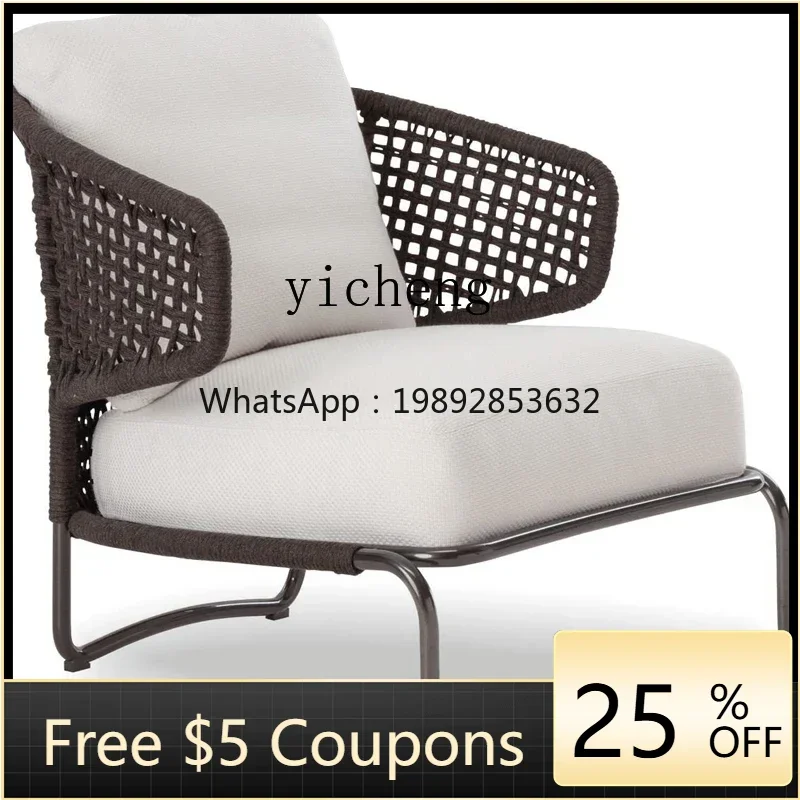 LYY  sofa rattan garden furniture balcony table and chair braided rope leisure rattan chair three-piece set