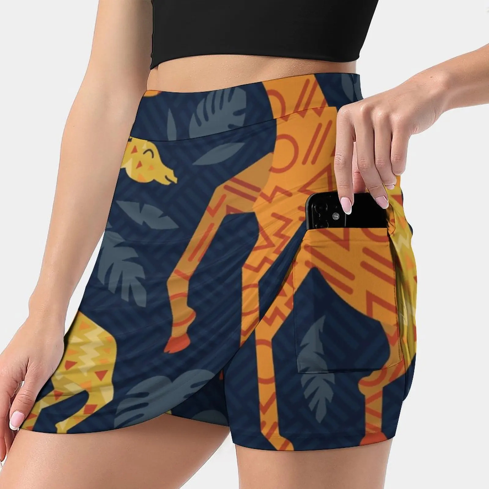 Dancing Giraffes With Patterns Women Sports Skirt Tennis Golf Dance Fitness Running Yoga Skirts Giraffe Giraffes Zoo Dance