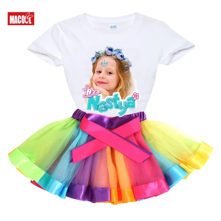 Nastya Clothes T Shirt Girls Outfits Sets 2pcs Kids Tutu Set for Girl Suit Tshirt+tutu Dress Fashion Summer Clothing Fashion Top