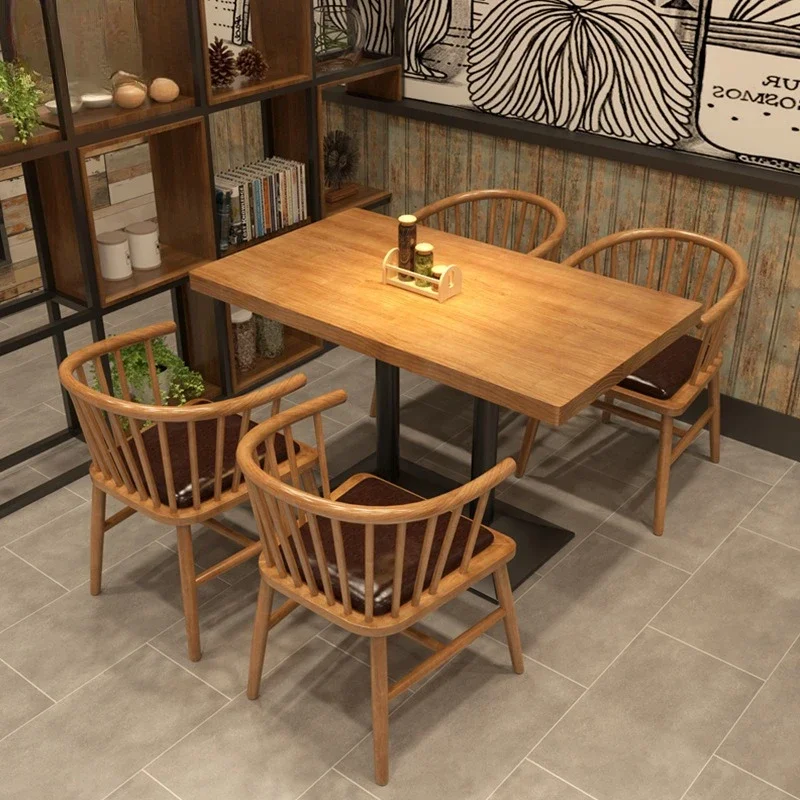 Nordic leisure one table and two chairs milk tea shop cafe restaurant two people dining table wrought iron solid wood small squa