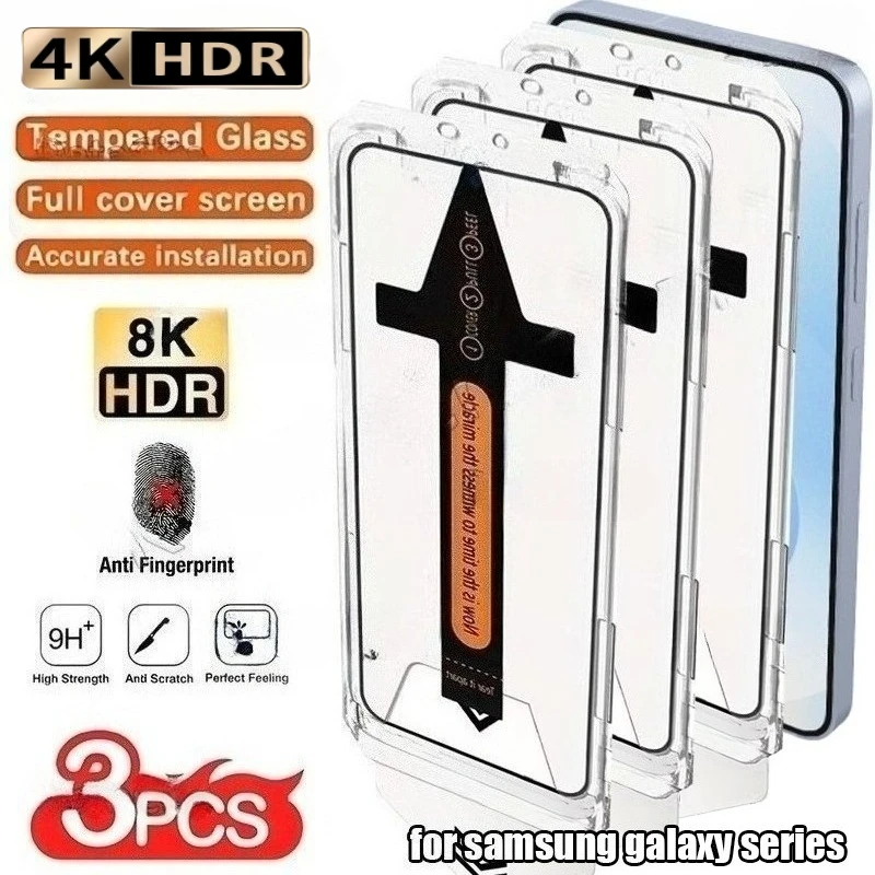 

3Pcs Full Cover Screen Protectors for Samsung Galaxy S26 S25 S24 Ultra S23 S22 S21 Plus S25 S24 S23 FE Easy Installation Glass