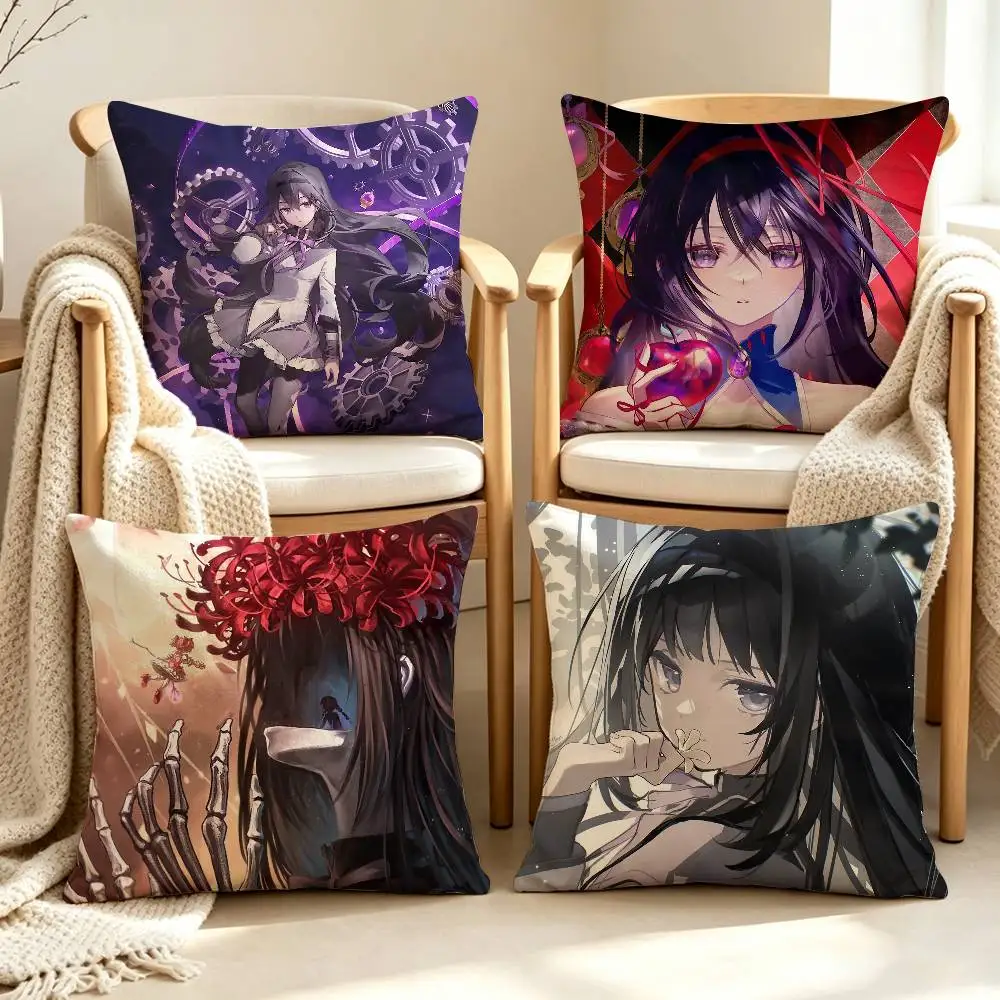 Anime P-Puella Magi H-Homura Akemi Customizable Square Pillow case Double Sided Print Sofa Bedroom Decor Cushion Cover