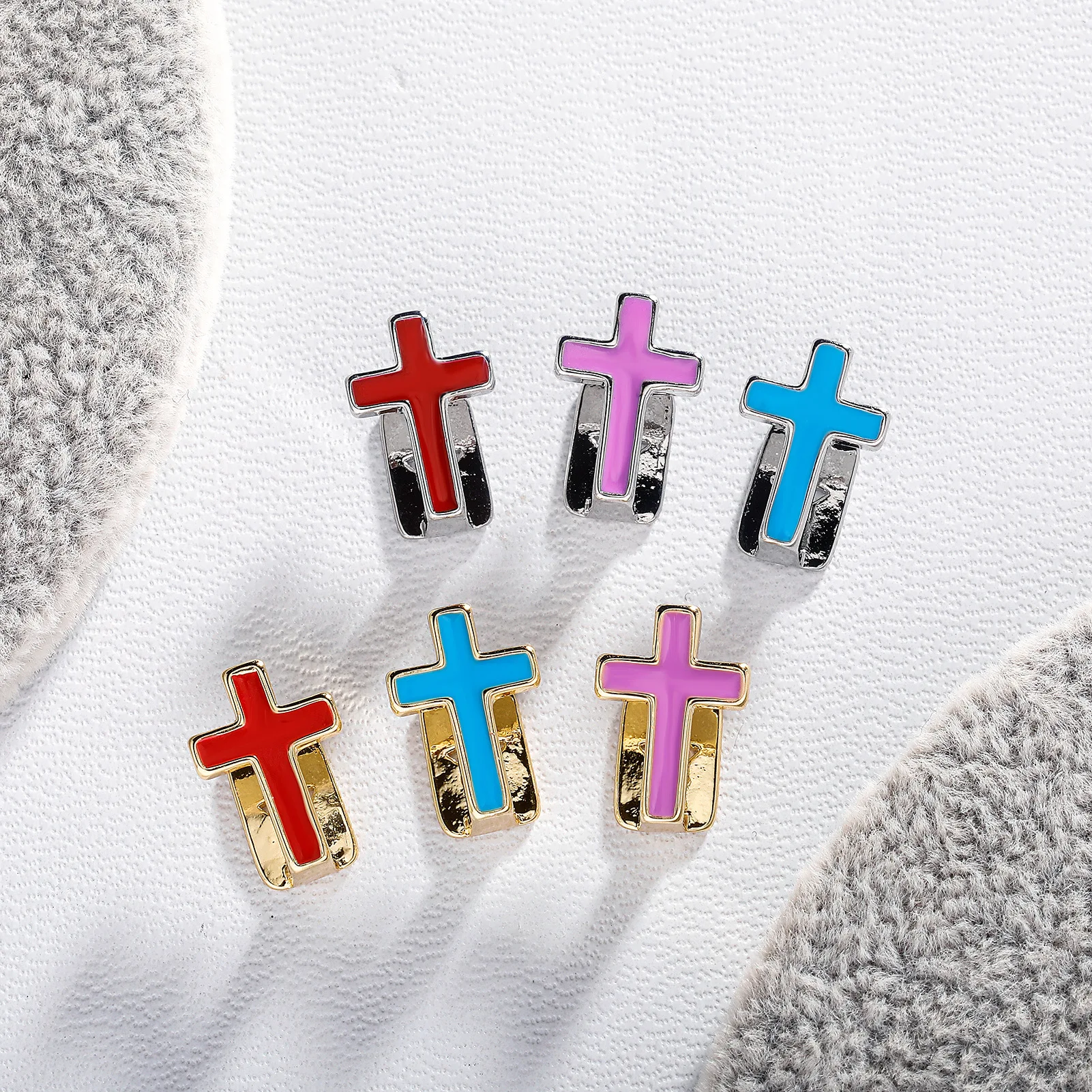 Hip Hop Single Colorful Cross Teeth Gillz 14K Gold Plated Tooth Caps For Women Men Jewelry Gift