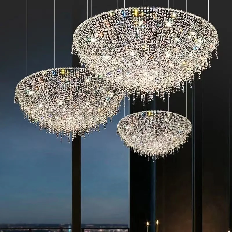 Modern Led Half Round Ceiling Chandelier Crystal Living Dining Room Bedroom Pendant Light Home Decor Hanging Lamp Luster Fixture