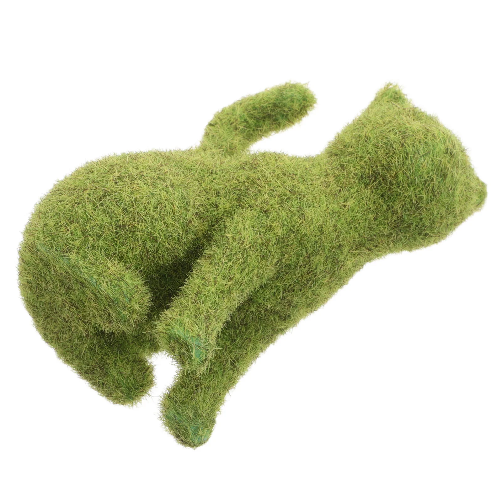 

European Style Green Flocking Cat Garden Ornament Lifelike Faux Moss Animal Sculpture Outdoor Lawn Balcony Courtyard Decoration