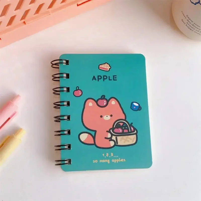 A7 Small Coil Book Travelers Notebook Kawaii Cartoon Students with Mini Blank Notebook Study Office Pocket Notepad