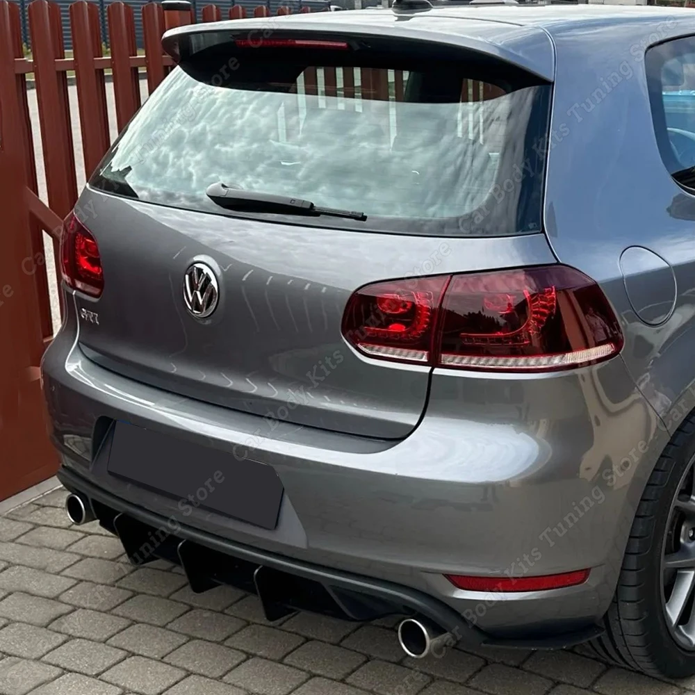 Car Rear Bumper Diffuser Rear Side Splitters Spoiler Lip For VW GOLF MK6 GTI 2009-2013 Gloss Black ABS Modification Kits