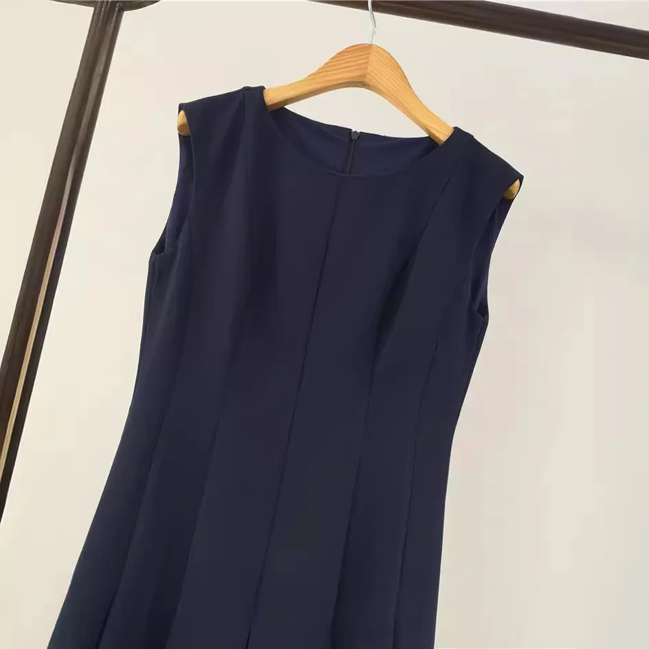 High Quality Sleeveless Long Dress Pleated Skirt