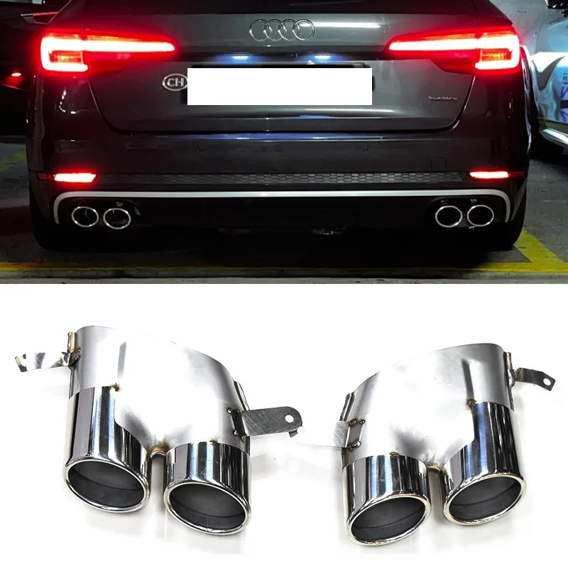 

Для Audi A6L A7L 2016-2018 квадратный глушитель выхлопной трубы обновление S6 S7 Quad насадка выхлопной системы из нержавеющей стали
