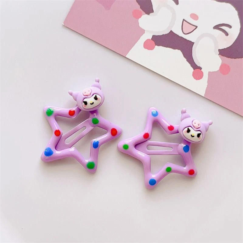 2Pcs Sanrio Hello Kitty Hairpin Kawaii My Melody Kuromi Cinnamoroll BBClip Cartoon Women Girls Hair Accessories Barrettes Gifts