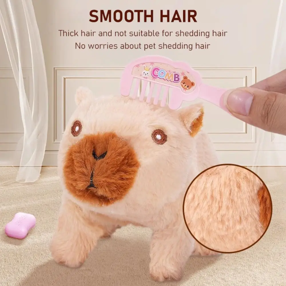 Rechargeable Electric Capybara Toy with Sound Cute Capybara Walking Doll Interactive Mouth Moving Plush Capybara Figure Set