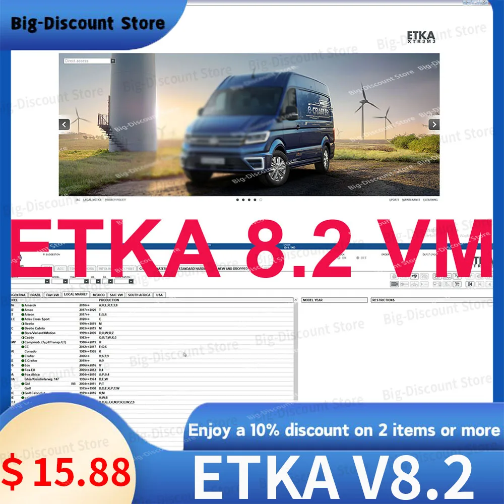 ETKA 8.2 Virtual Machine Version Group Vehicles Electronic Parts Catalogue until 2020 years For V/W+AU/DI+SE/AT+SKO/DA ETK A 8.2