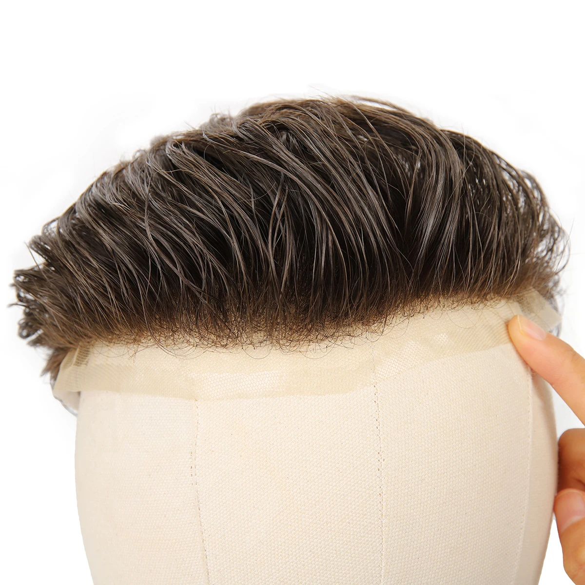 Full French Lace 105% Light to Medium Light Men Toupee Capillary Prothesis Hair Replacement System Mens Hair Piece Human Hair