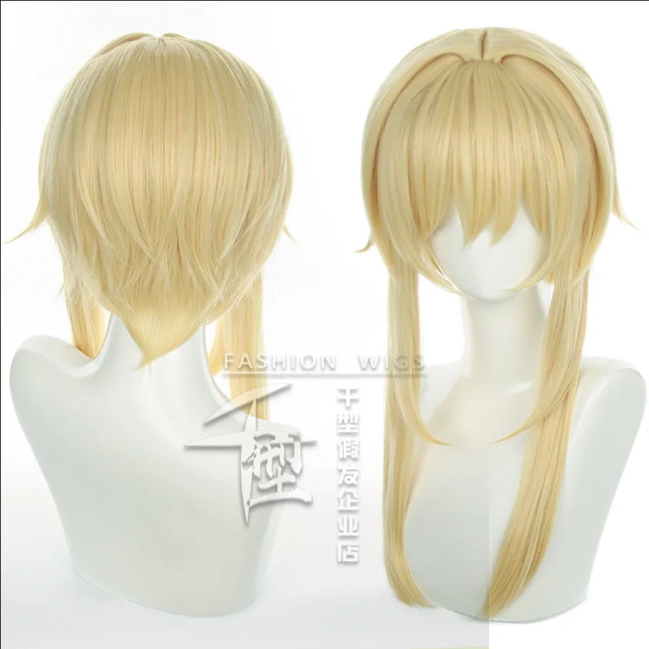 Peluca de Cosplay de Genshin Impact Lumine, cabello rubio claro, resistente al calor, sintético, accesorios para fiesta de Halloween