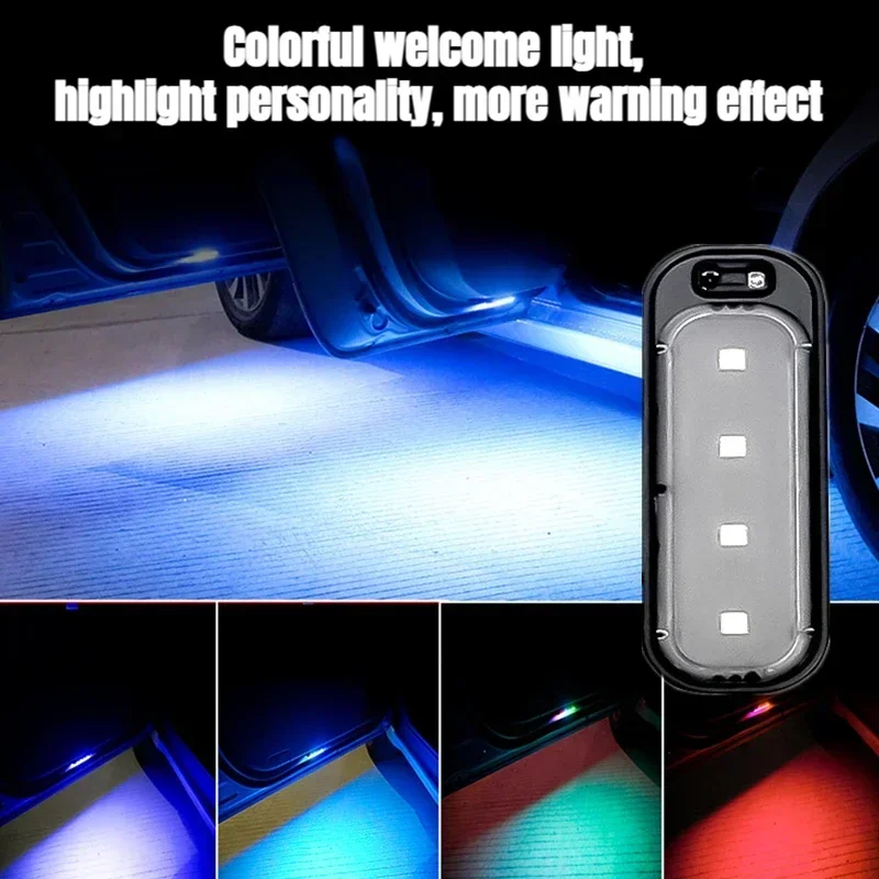 

1Pc Universal Car LED Lights Warning Strobe Lights, Wireless Door LED Induction Welcome Light, Wiring Free Door Bottom Light