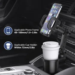 Car Cup Holder Expander Cell Phone Mount 360° Rotation Adjustable Angle Smartphones Mount Auto Interior Accessories