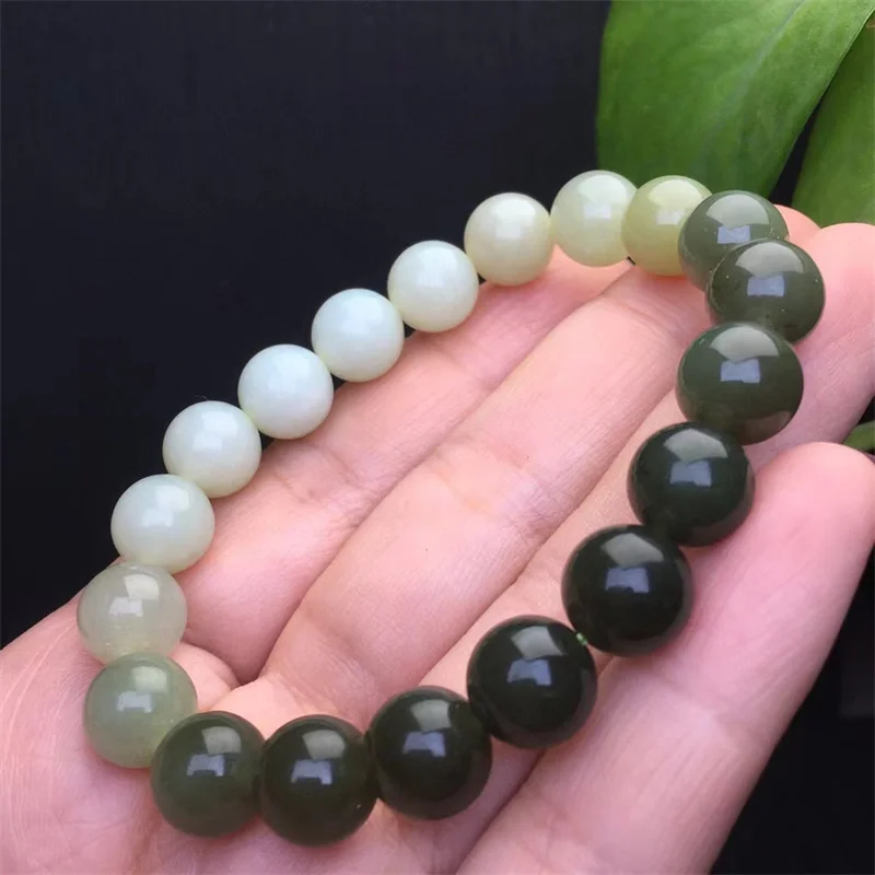 10MM Natural Gradient Bracelet Women Fashion Crystal Round Beads Lovers Strand Bangles Jewelry Gift 1pcs