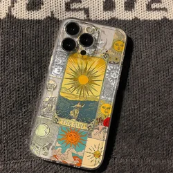Funny Retro Graffiti Pattern Phone Case For iPhone 16 15 14 13 12 11 Pro Max Mini X XS XR SE 7 Plus Shockproof Transparent Cover