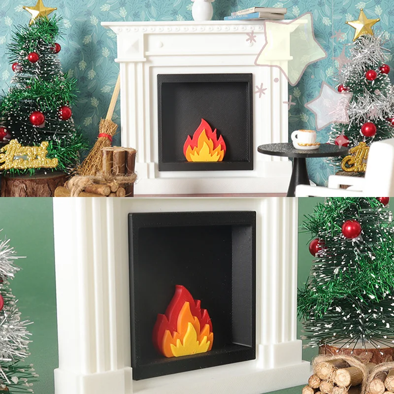 [TJ]1/12 Puppenhaus Miniatur Wohnzimmer Heizung Kamin Modell Für Mini Weihnachten Szene Dekoration Puppen Haus Zubehör