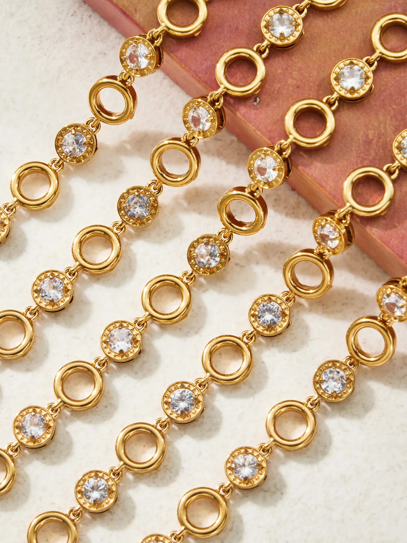 316L Edelstahl Halsketten- und Armband-Set mit Krappenfassung Zirkon für Damen Wasserdichter Ring Kette Glänzender Grenzübergreifender Schmuck – Detail 11