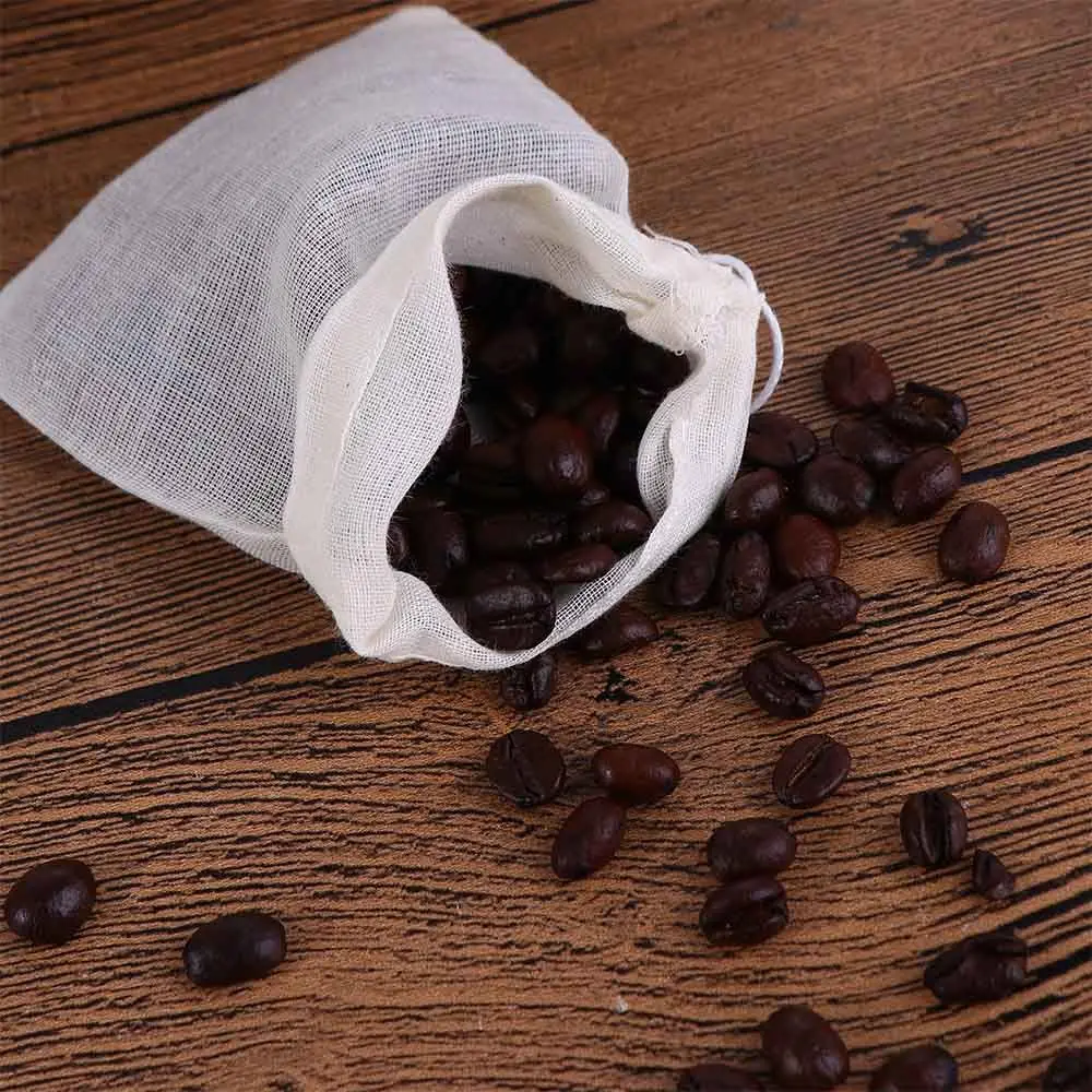 

Reusable Food Grade Unbleached Food Packing Bags Tea Filter Sachet Bag Muslin Bag Cotton Pouch Drawstring Bags