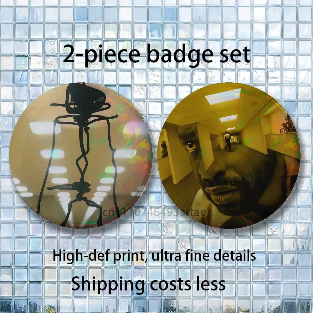 The B-Backrooms movie 2026 2-piece set Pins Backpack Clothes Jewelry Accessories Cartoon Round Brooch Button Badge Gifts