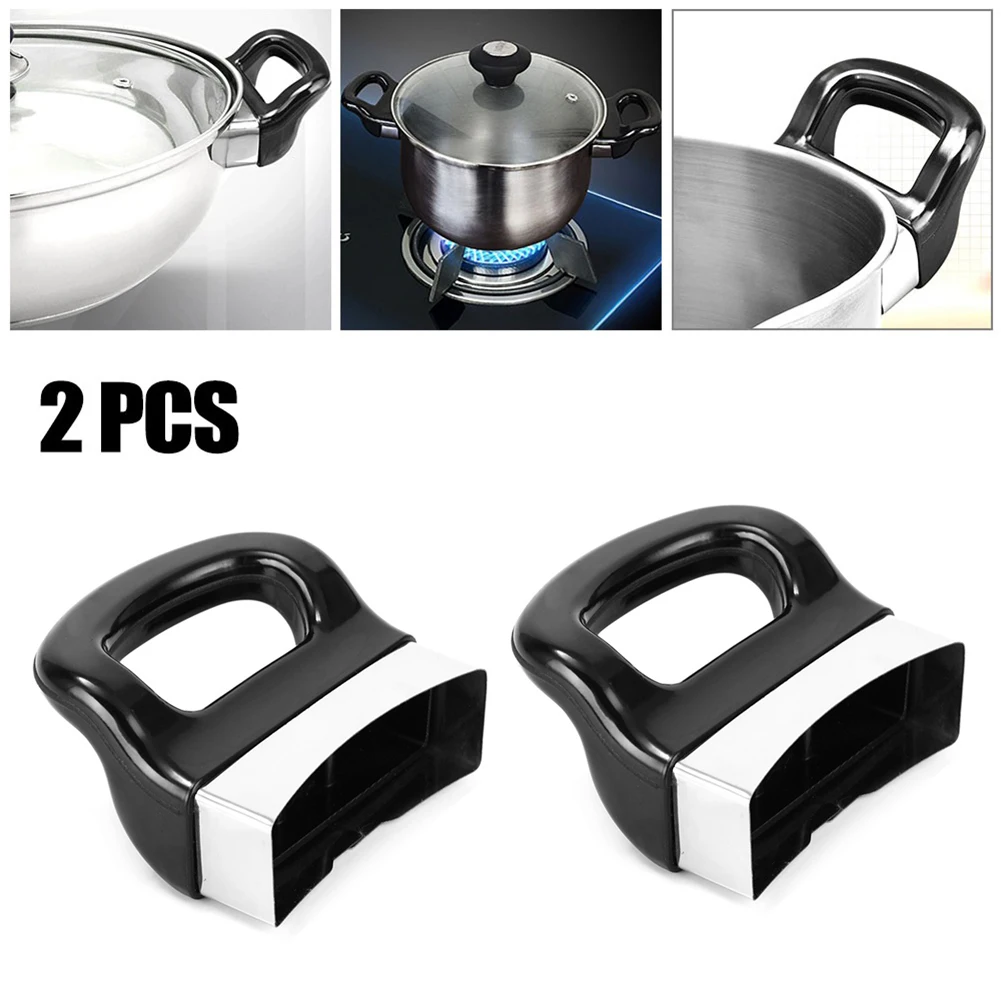 

2pcs Universal Black Bakelite Metal Pressure Pan Cooker Steamer Sauce Pot Replacement Short Side Handle Grip For Home Tools