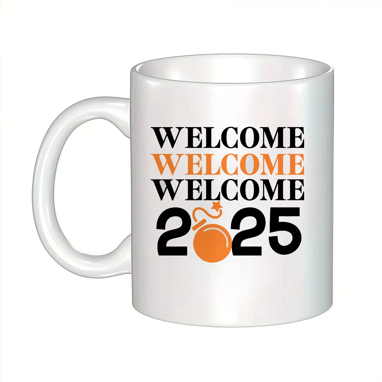 

1 кружка на Новый год 2025 года, керамическая кружка с креативным текстом «WELCOME 2025», которую можно стирать в машине, подходит для ресторанов