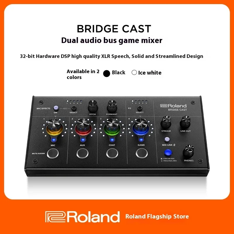 Roland BRIDGECAST Dual Channel Bassoon Sound Card For Game Streamers Seeking High Quality Live Streaming And Gaming Mixer