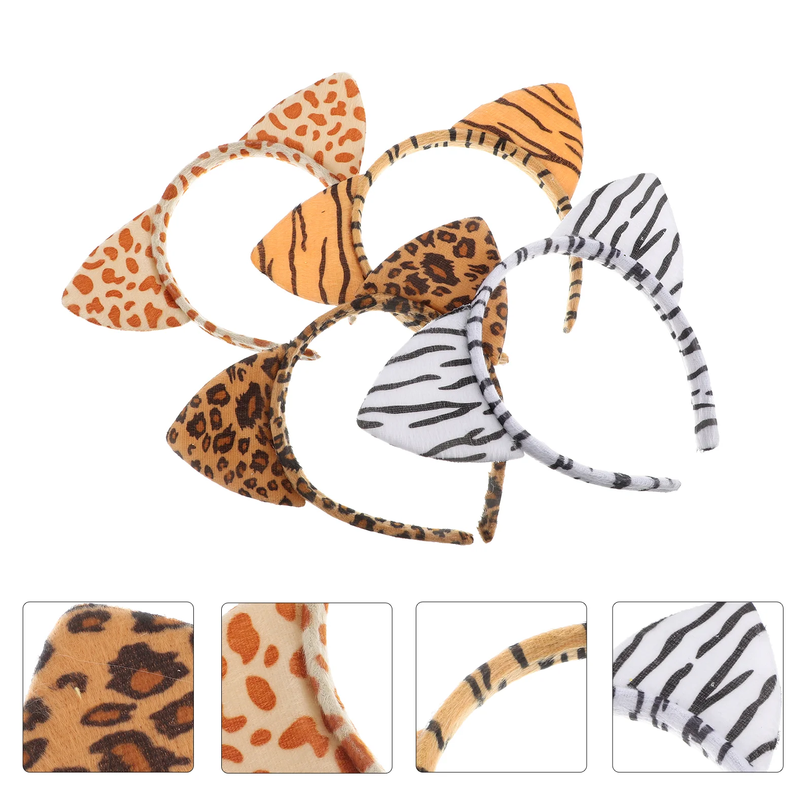 4 Pcs Animal Ear Headband Animals Headbands Hair Hoop Leopard Print Lovely Cosplay Headdress Child