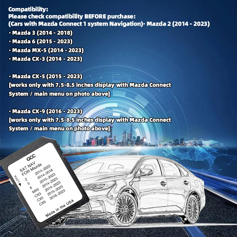 Update General GCC Gulf Area Middle East maps 2024 SD Memory Card Navigation for Mazda 2/3/6/MX5/CX5/CX9 Car Navi Systems GPS