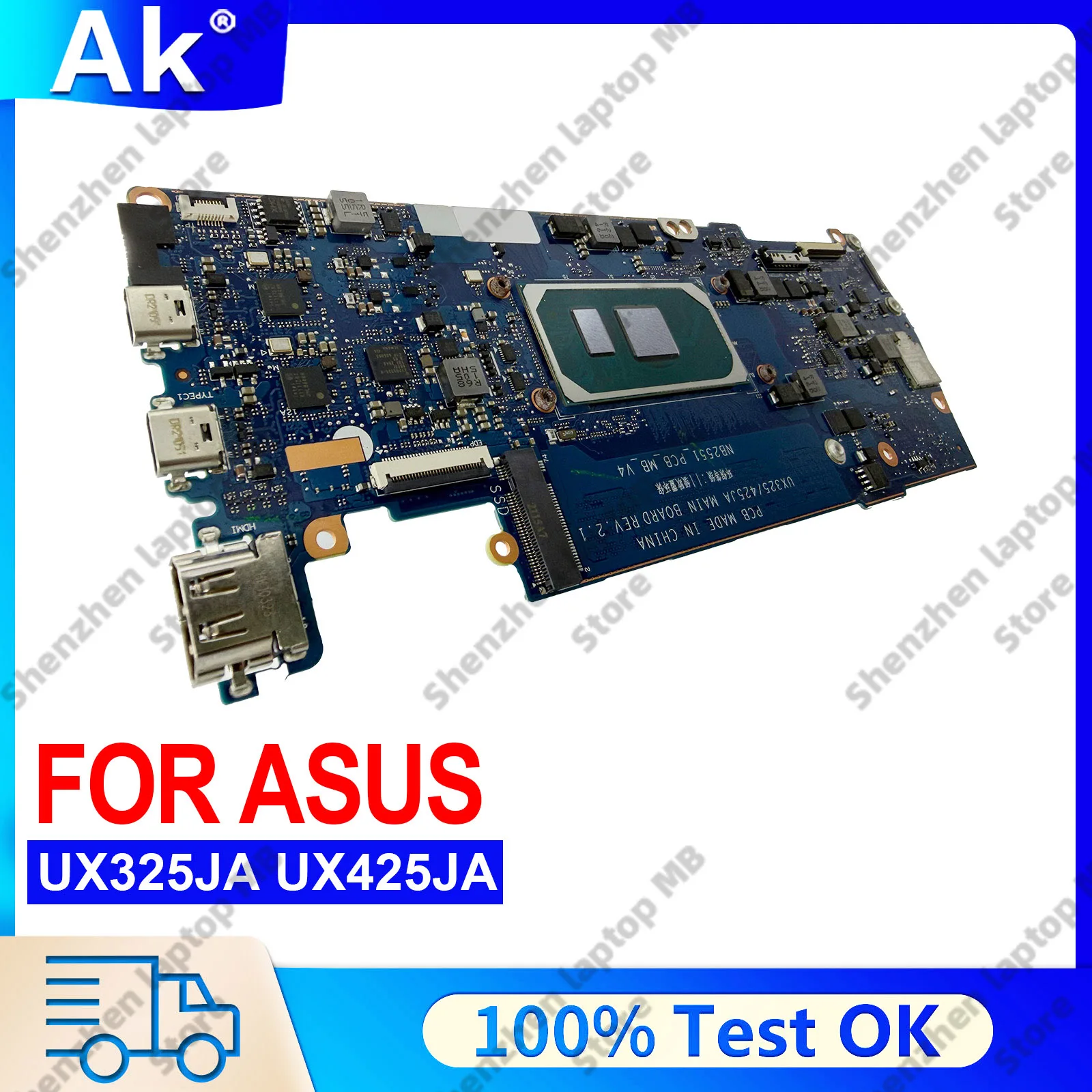 UX325JA Laptop-Motherboard für ASUS ZenBook UX325JA UX325J U4700J U3700J Notebook-Mainboard mit 10. Generation I3 i5 i7 100 % getestet, OK