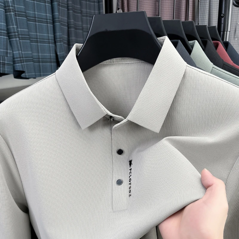 

Роскошные бренды буквенным тиснением рубашки с длинными рукавами polo мужские осенние тренды комфортабельные чистые цвет модные Горячие продажи футболки