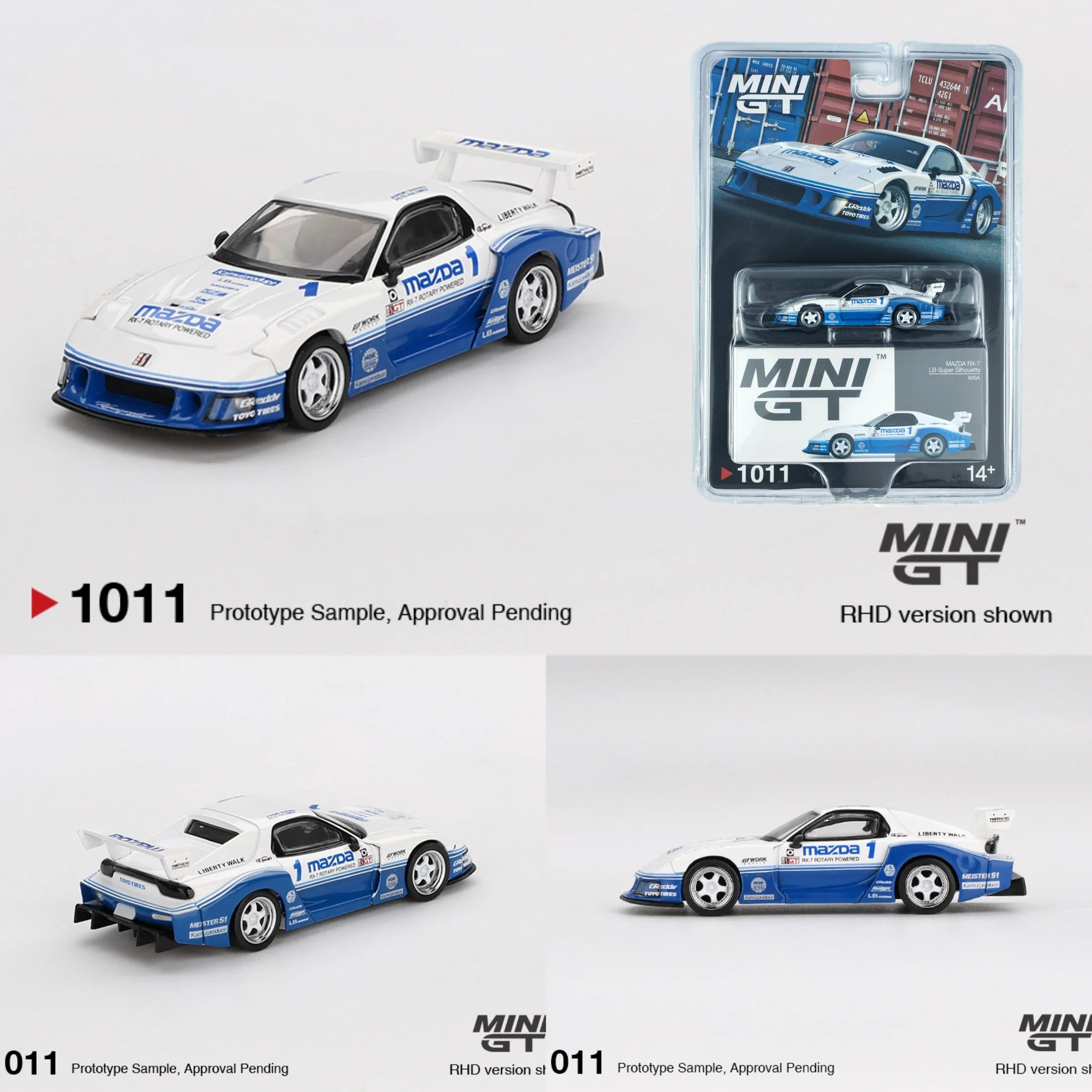 

В наличии MINIGT 1011 1:64 FD3S LB Super RX7 MAZDA силуэт IMSA литая под давлением модель автомобиля коллекция игрушек 1011
