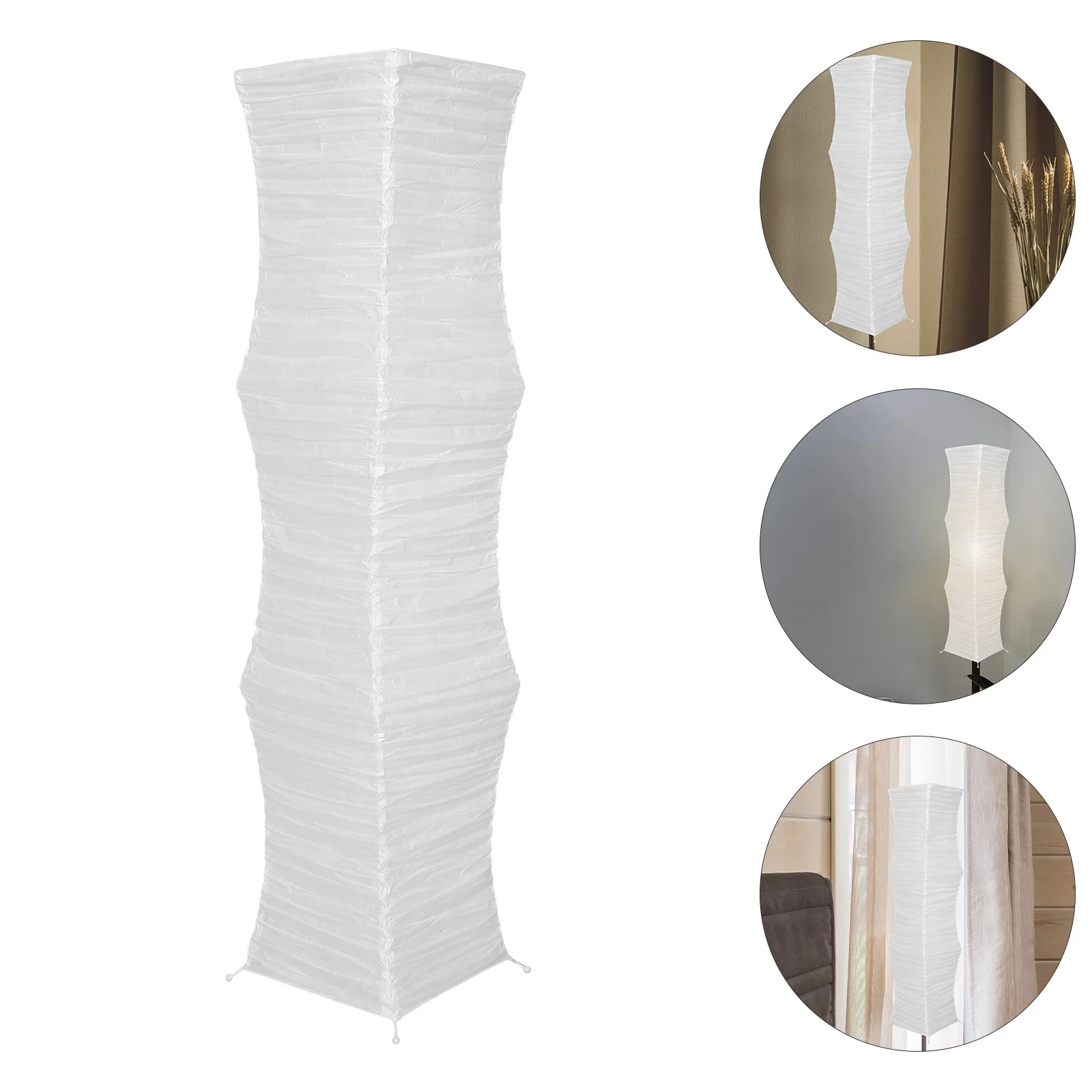 

Japanese Paper Floor Lamp Shade Foldable Replacement Soft Light Paper Lampshade for Living Room Bedroom Office Decor