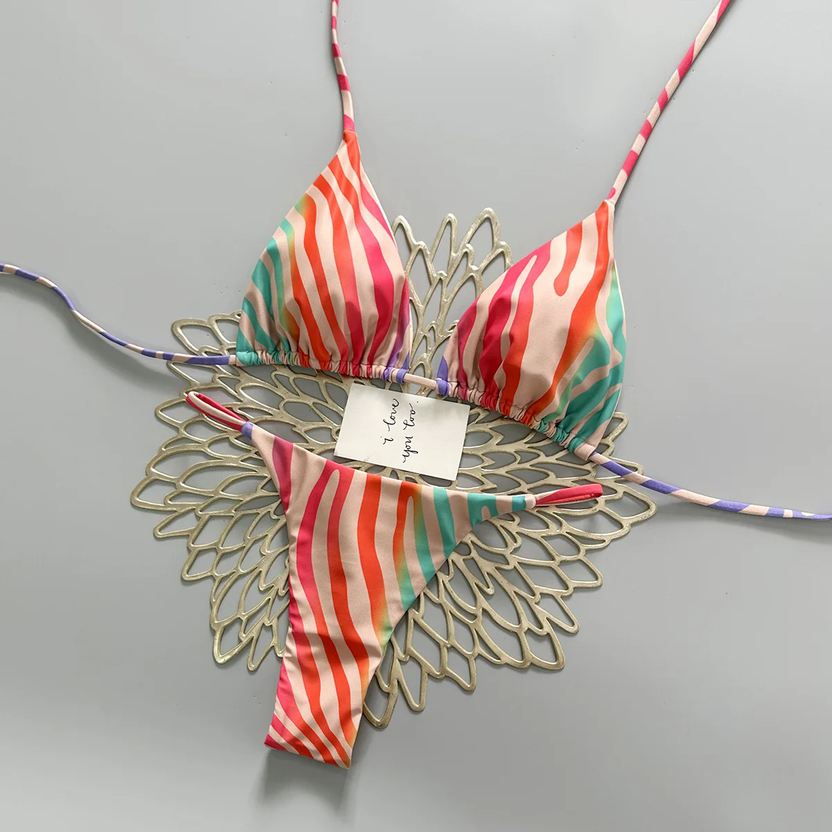 

2026 New Sexy Striped Bikini Swimwear Bikini European and American Swimwear Women's Swimwear