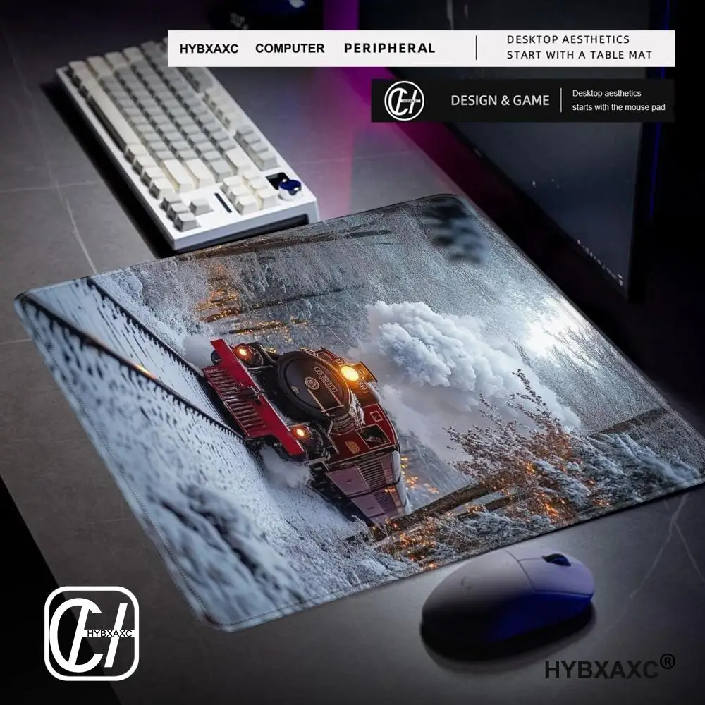 HD Train Illustration Mouse Pad Small Office Table Mats Computer Accessories Washable Anti-slip Rubber with Precision Lock Edge
