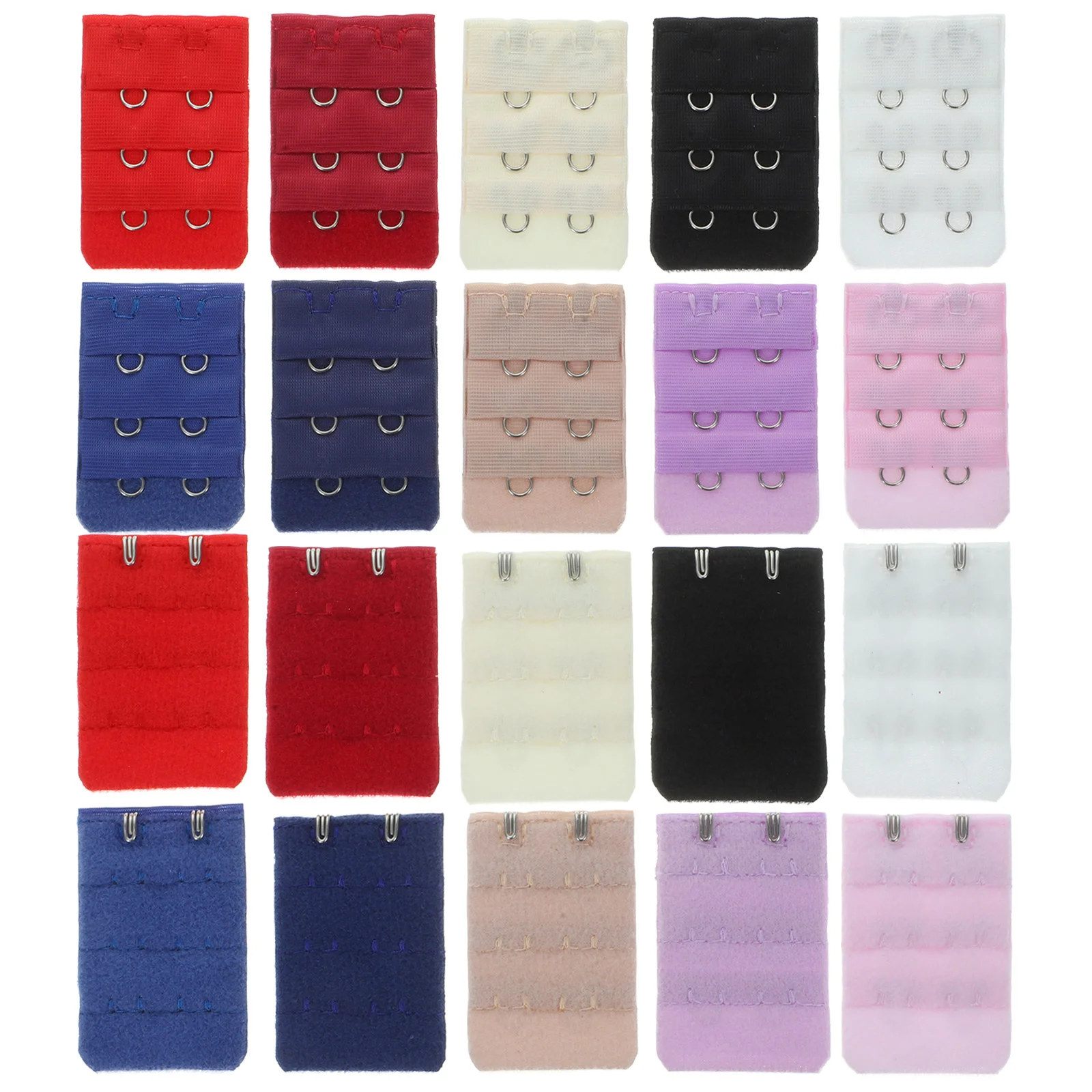 20 Pcs Bra Buckle Brassiere Extenders Extension Women Hooks White Double Sided Adhesive Tape Button