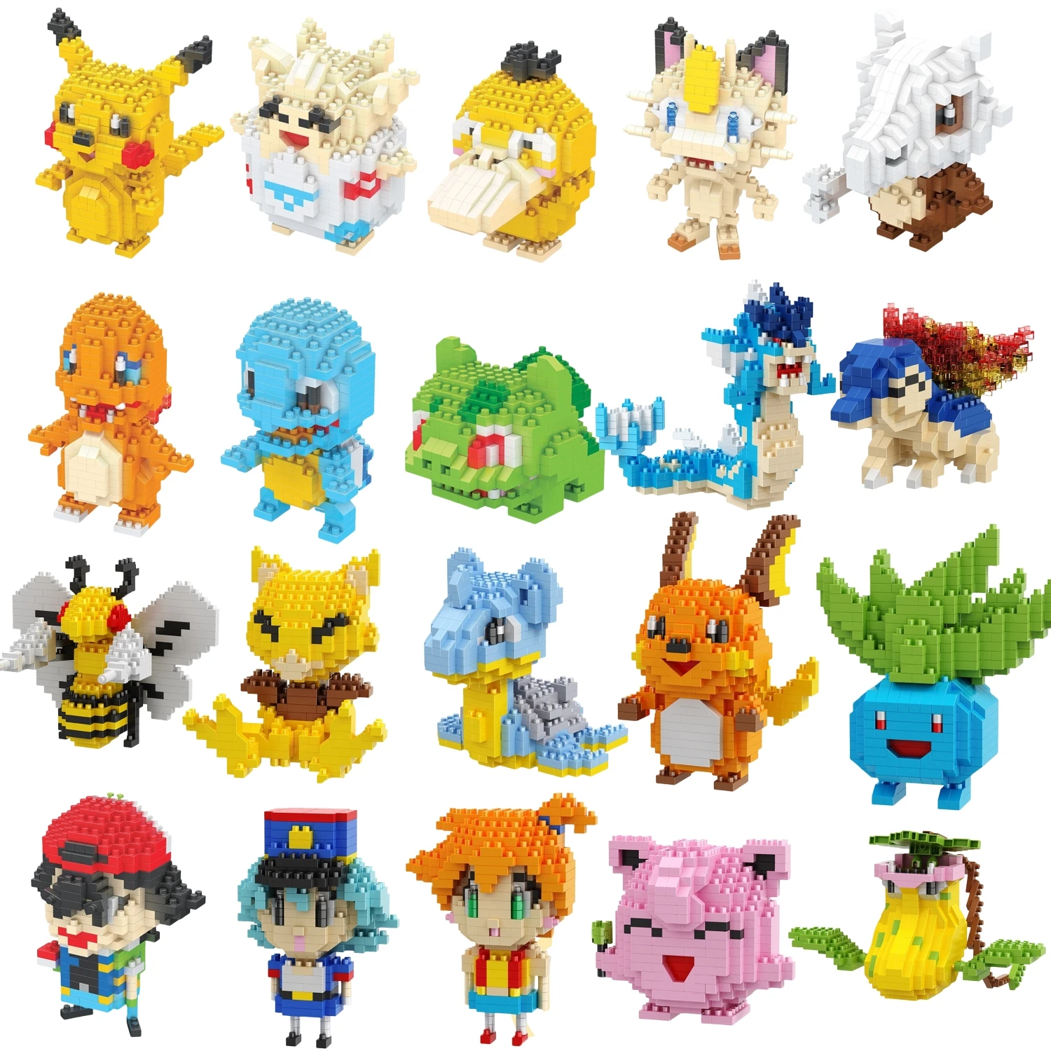 Bloques de Construcción Micro de Pokémon, Figuras de Ladrillos en Miniatura de Marowak, Jigglypuff, Gengar, Mudkip, Piplup, Raichu, Gyarados y Pikachu